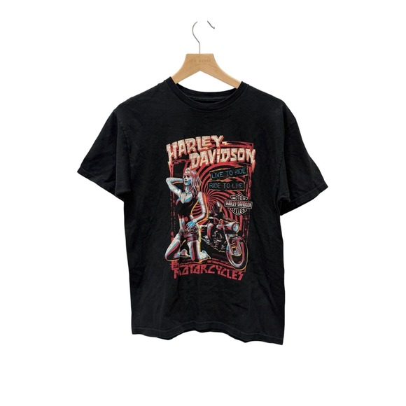 Harley Davidson Motorcycles Graphic T-Shirt Black Live to Ride Harrisburg PA Med - Picture 1 of 7
